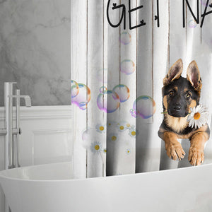 German Shepherd Get Naked Daisy Shower Curtain