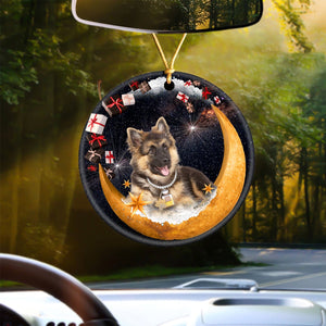 German Shepherd 2 Fashion Moon Car Hanging Ceramic Ornament