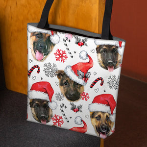 German Shepherd Merry Christmas Tote Bag