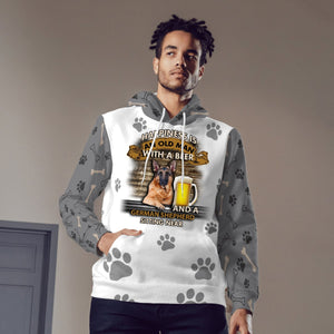 Happiness Is An Old Man With A Beer And A German Shepherd Hoodie