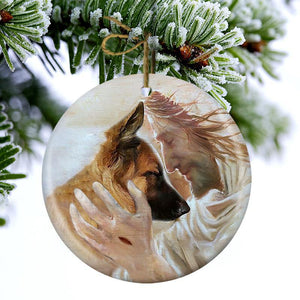 New Release -German Shepherd With God Porcelain/Ceramic Ornament