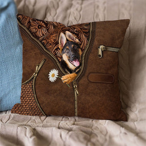 German Shepherd 4 Holding Daisy Pillow Case