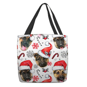 German Shepherd Merry Christmas Tote Bag