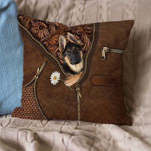 German Shepherd 3 Holding Daisy Pillow Case