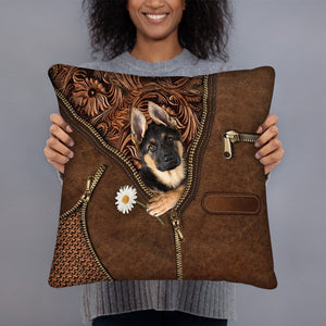 German Shepherd 3 Holding Daisy Pillow Case