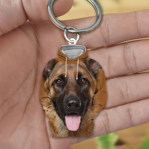 German Shepherd 3D Graphic Hoodie Acrylic Keychain