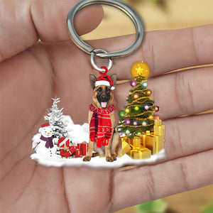 German Shepherd Early Merry Christma Acrylic Keychain
