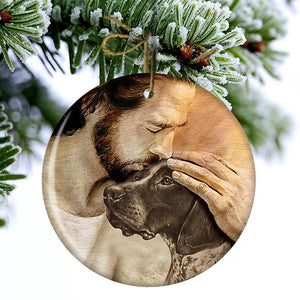 German Shorthaired Pointer With Jesus Porcelain/Ceramic Ornament