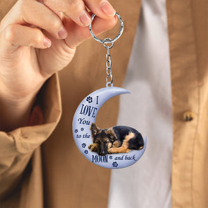 German shepherd I Love You To The Moon And Back Flat Acrylic Keychain