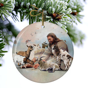 God Surrounded By Goats Porcelain/Ceramic Ornament