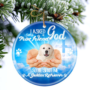 God Send Me A/An Golden Retriever 2 Porcelain/Ceramic Ornament