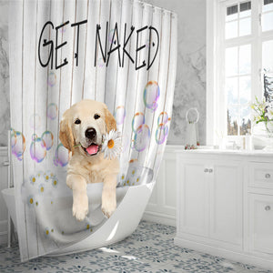 Golden Retriever Get Naked Daisy Shower Curtain