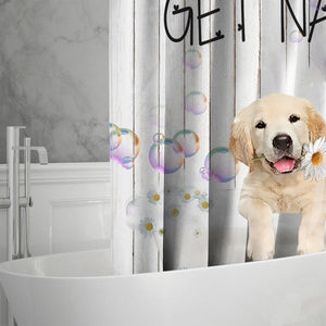 Golden Retriever Get Naked Daisy Shower Curtain
