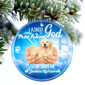 God Send Me A/An Golden Retriever Porcelain/Ceramic Ornament