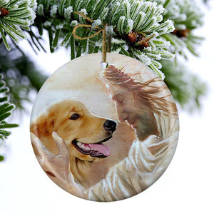 New Release -Golden Retriever With God Porcelain/Ceramic Ornament