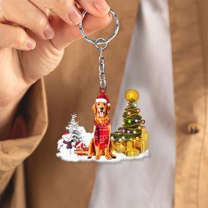 Golden Retriever Early Merry Christma Acrylic Keychain