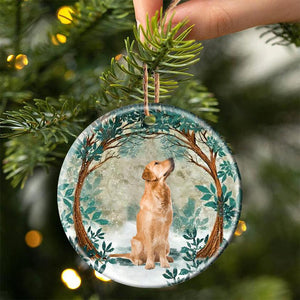 Golden Retriever 02 Among Forest Porcelain/Ceramic Ornament
