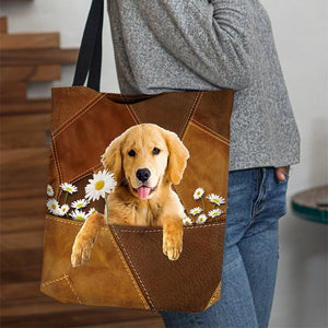 Golden Retriever1 Holding Daisy All Over Printed Tote Bag