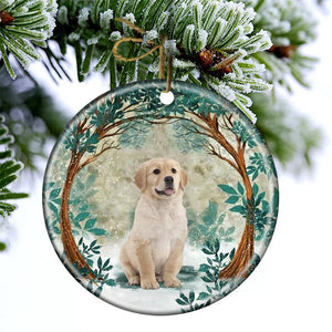Golden Retriever Among Forest Porcelain/Ceramic Ornament