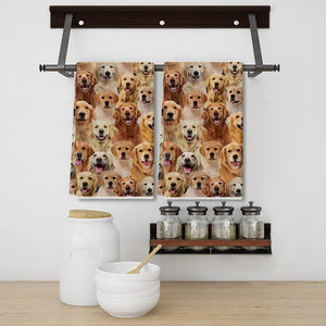 A Bunch Of Golden Retrievers Kitchen Towel