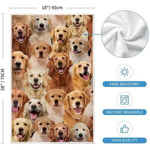 A Bunch Of Golden Retrievers Kitchen Towel