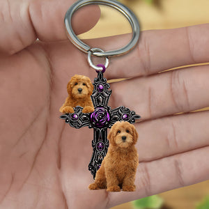 Goldendoodle Pray For God Acrylic Keychain