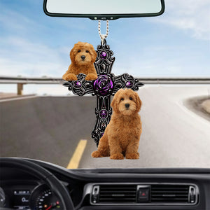 Goldendoodle Pray For God Car Hanging Ornament