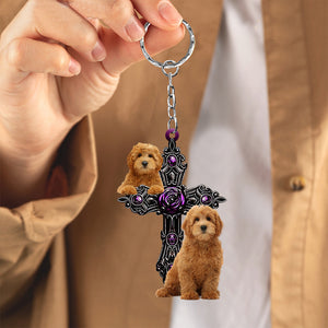 Goldendoodle Pray For God Acrylic Keychain