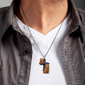 Goldendoodle Pray For God Stainless Steel Necklace