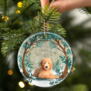 Goldendoodle Among Forest Porcelain/Ceramic Ornament
