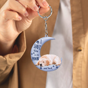 Golden retriever I Love You To The Moon And Back Flat Acrylic Keychain