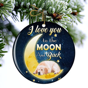 Golden Retriever I Love You To The Moon And Back Porcelain/Ceramic Ornament