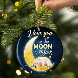 Golden Retriever I Love You To The Moon And Back Porcelain/Ceramic Ornament