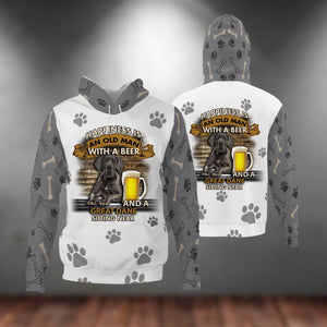 Happiness Is An Old Man With A Beer And A Great Dane Hoodie