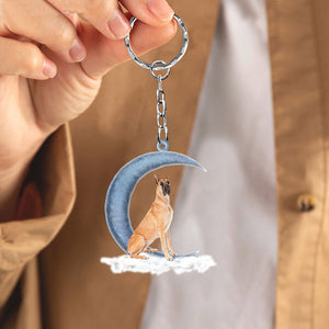 Great Dane On The Moon Flat Acrylic Keychain