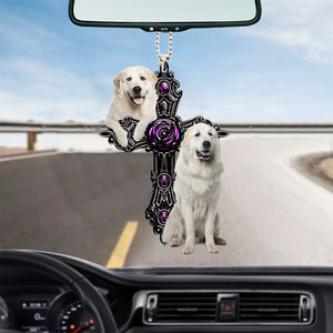 Great Pyrenees Pray For God Car Hanging Ornament