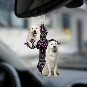 Great Pyrenees Pray For God Car Hanging Ornament