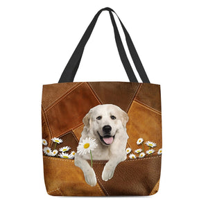 Great Pyrenees Holding Daisy All Over Printed Tote Bag