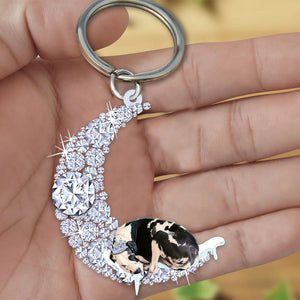 Great dane Sleeping On A Diamond Moon Acrylic Keychain