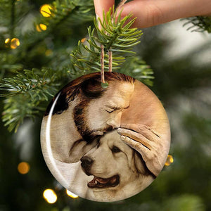 Great Pyrenees With Jesus Porcelain/Ceramic Ornament