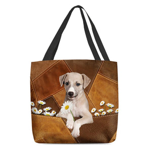 Greyhound Holding Daisy All Over Printed Tote Bag