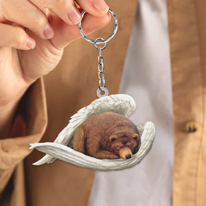 Grizzly bear Sleeping Angel Acrylic Keychain
