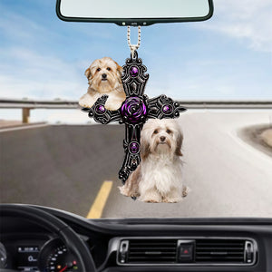 Havanese Pray For God Car Hanging Ornament