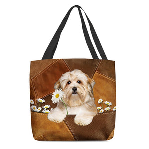 Havanese Holding Daisy All Over Printed Tote Bag