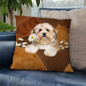 Havanese Holding Daisy Pillow Case