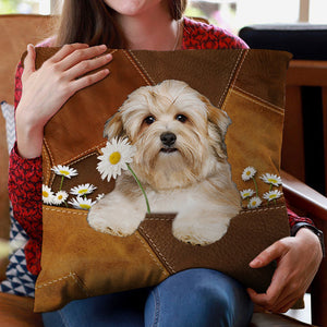 Havanese Holding Daisy Pillow Case