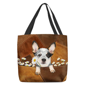 Heeler Holding Daisy All Over Printed Tote Bag