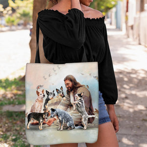 Jesus Surrounded By Heelers Tote Bag
