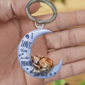 Heeler1 I Love You To The Moon And Back Flat Acrylic Keychain