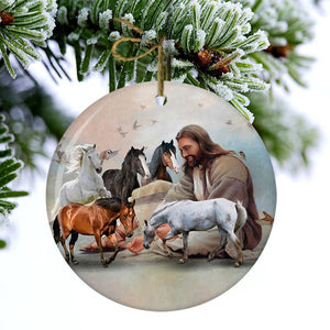God Surrounded By Horses Porcelain/Ceramic Ornament